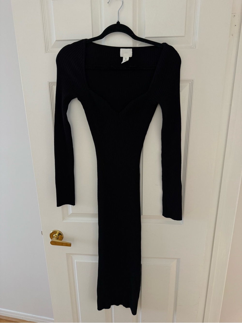 Black Bodycon Sweetheart Neckline Dress H&M
